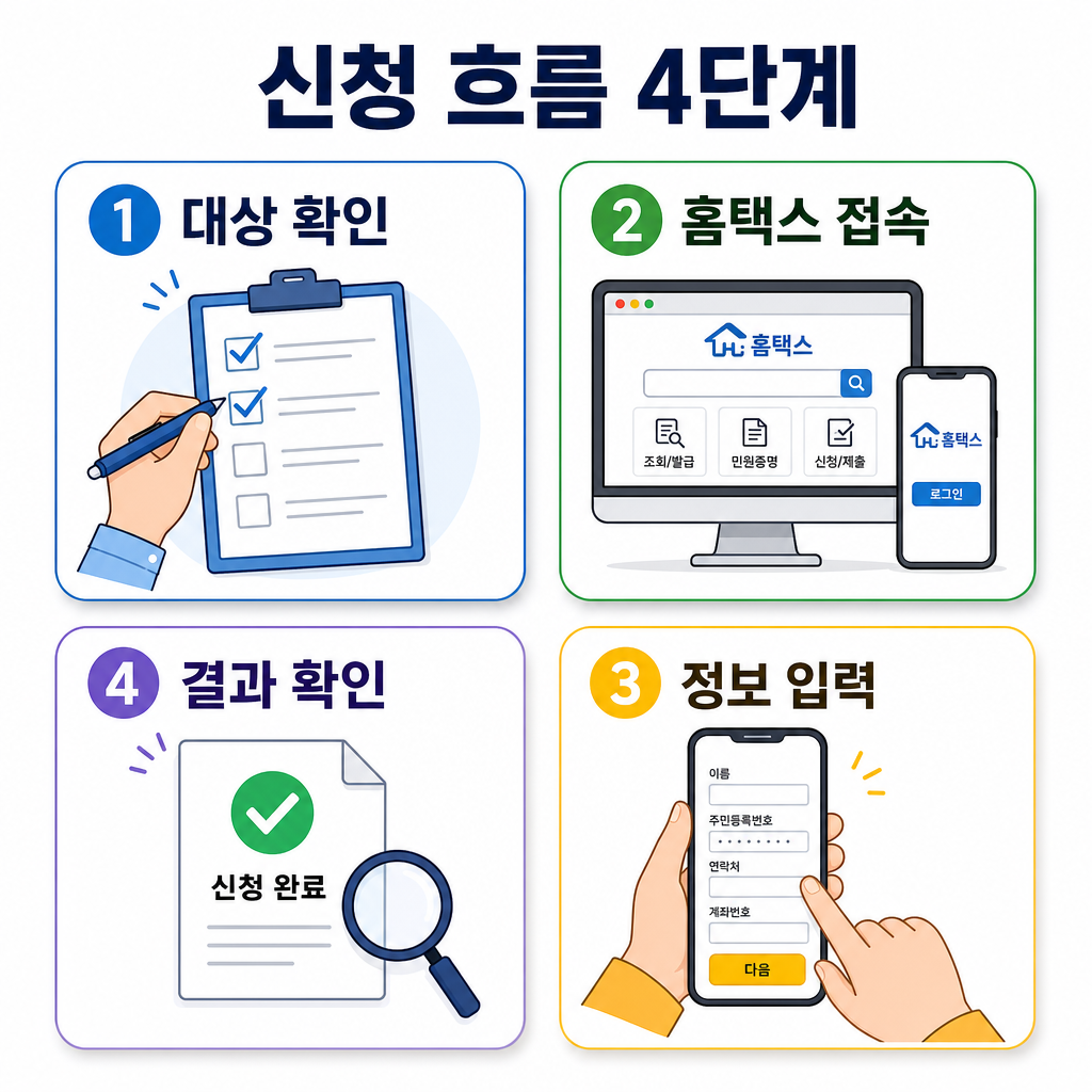 홈택스와 ARS로 자녀장려금을 신청하는 4단계 이미지