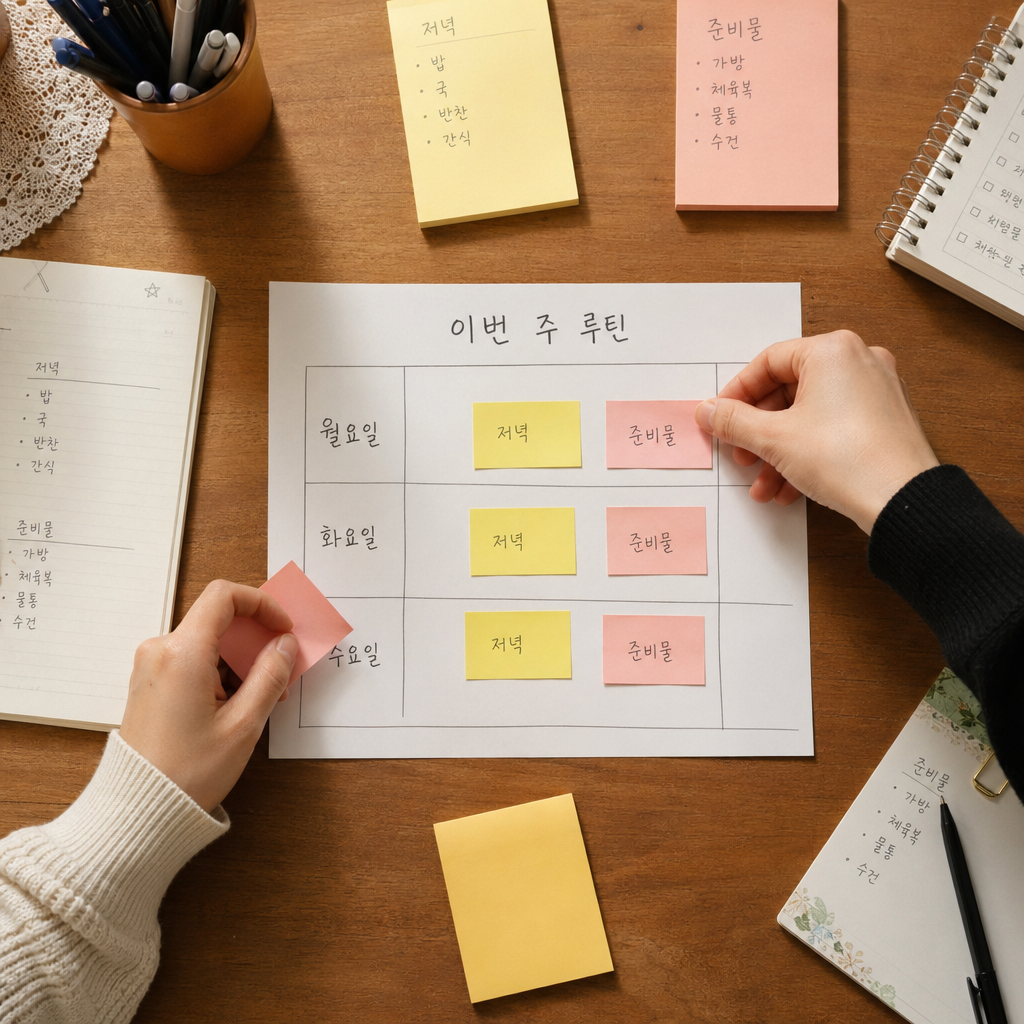 맞벌이 가족이 일주일 루틴을 정리하는 4단계 이미지