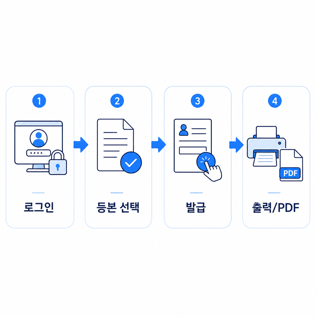 정부24 주민등록등본 인터넷 발급 4단계 과정 이미지