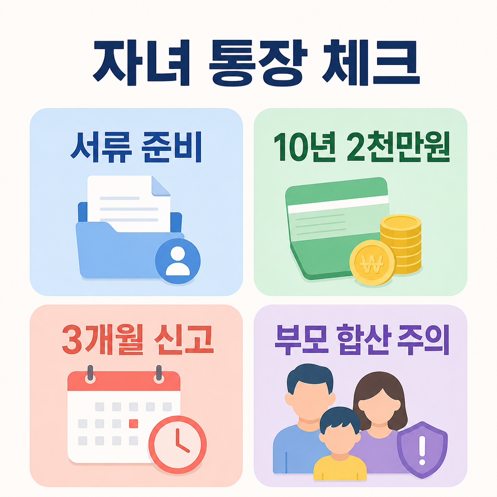 자녀 증여 공제 한도와 신고기한을 보여주는 한글 인포그래픽