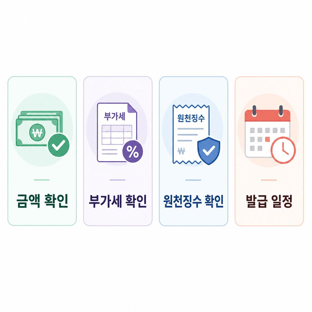 계약 전 체크부터 세금계산서 발급까지 네 단계로 정리한 프로세스 이미지