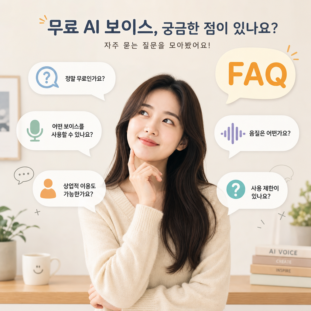 자주 묻는 질문을 떠올리는 사용자와 말풍선 장면