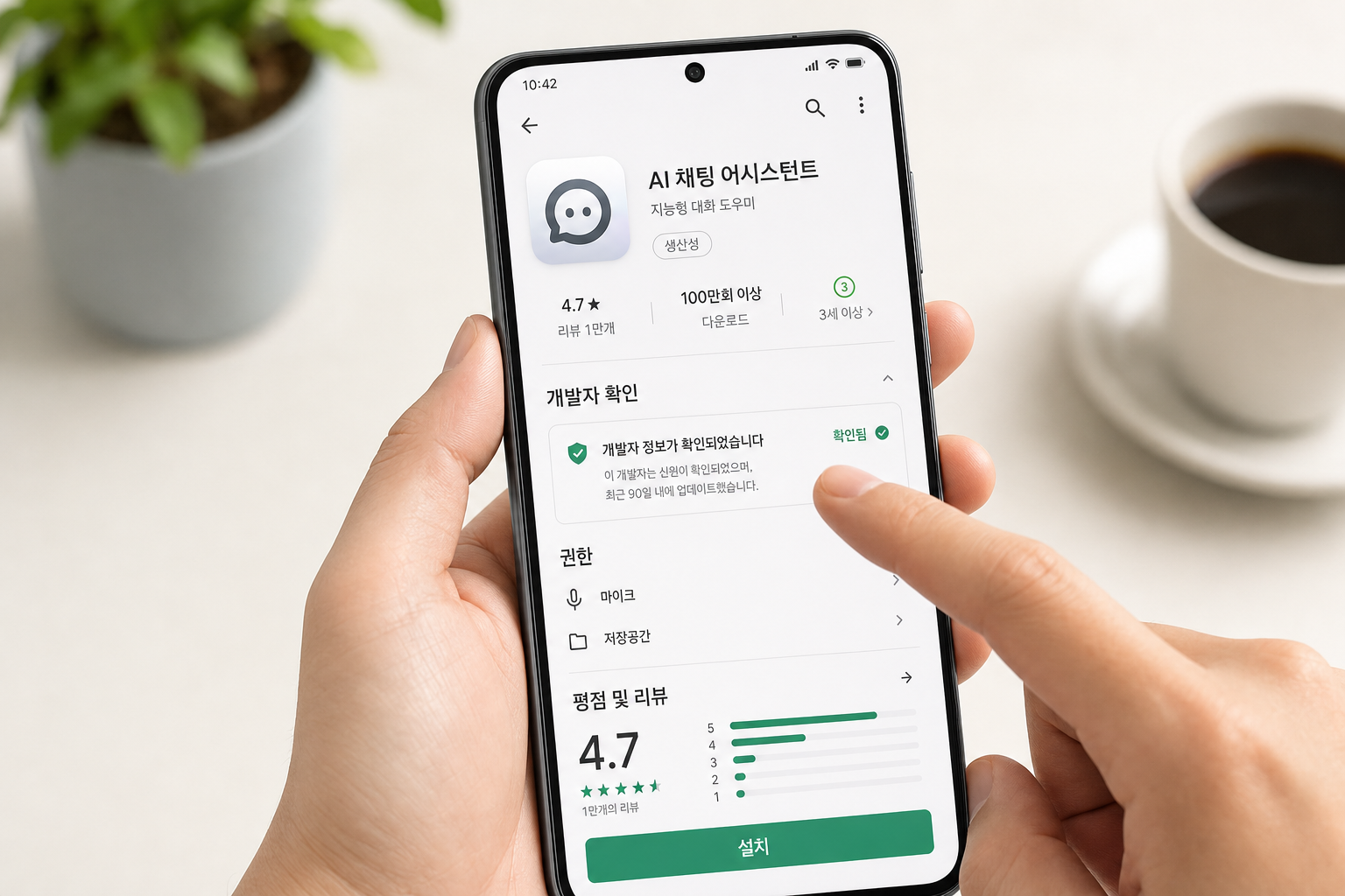 앱스토어와 플레이스토어에서 공식 챗GPT 앱을 확인하는 장면