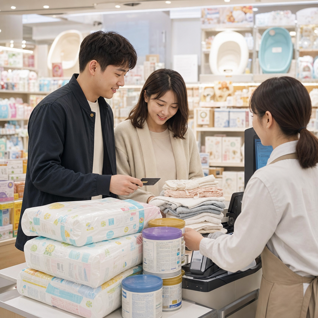 실제 육아용품 구매 예시와 바우처 사용 장면