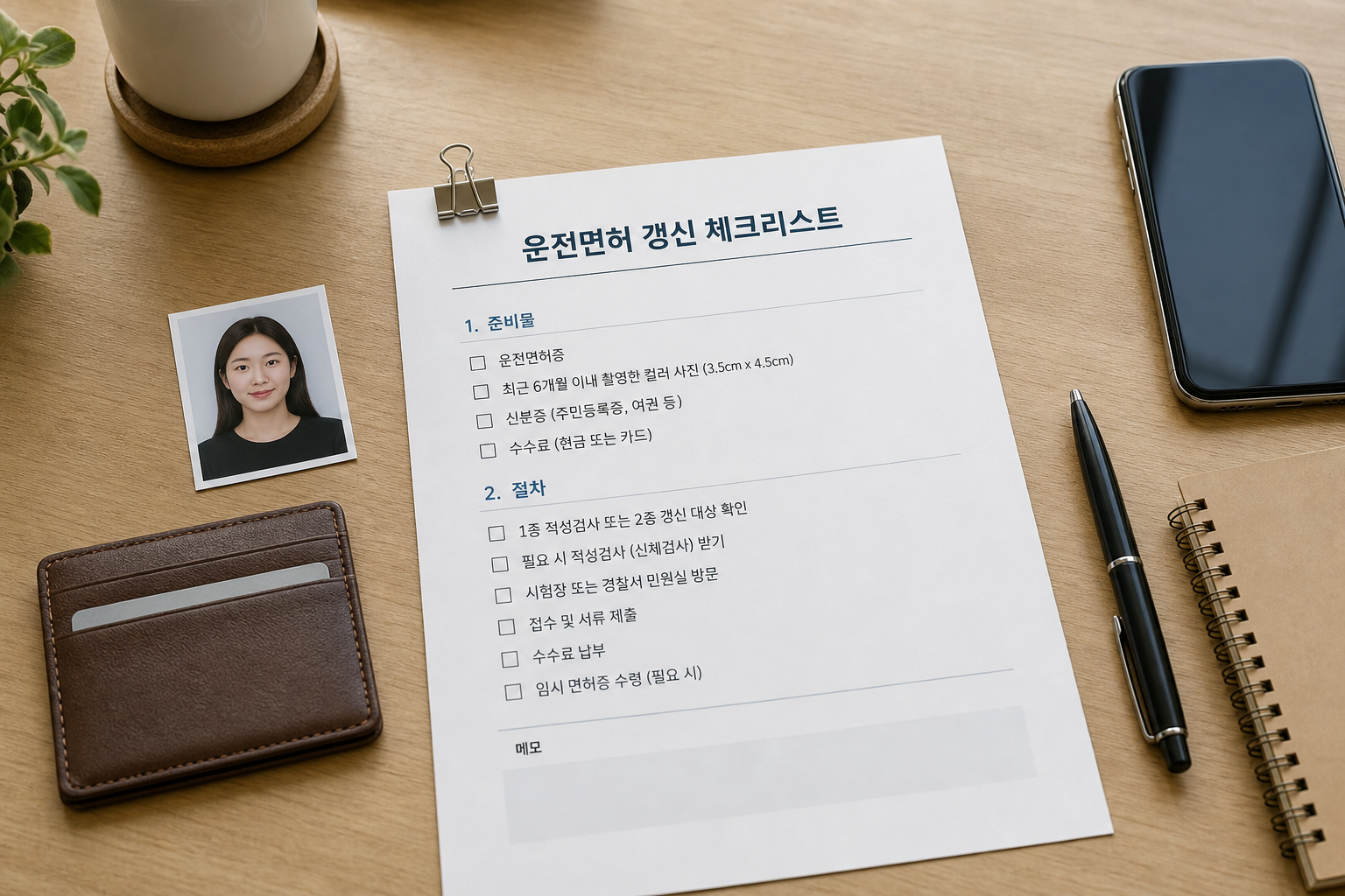 운전면허 갱신 준비물 체크리스트와 증명사진, 신분증