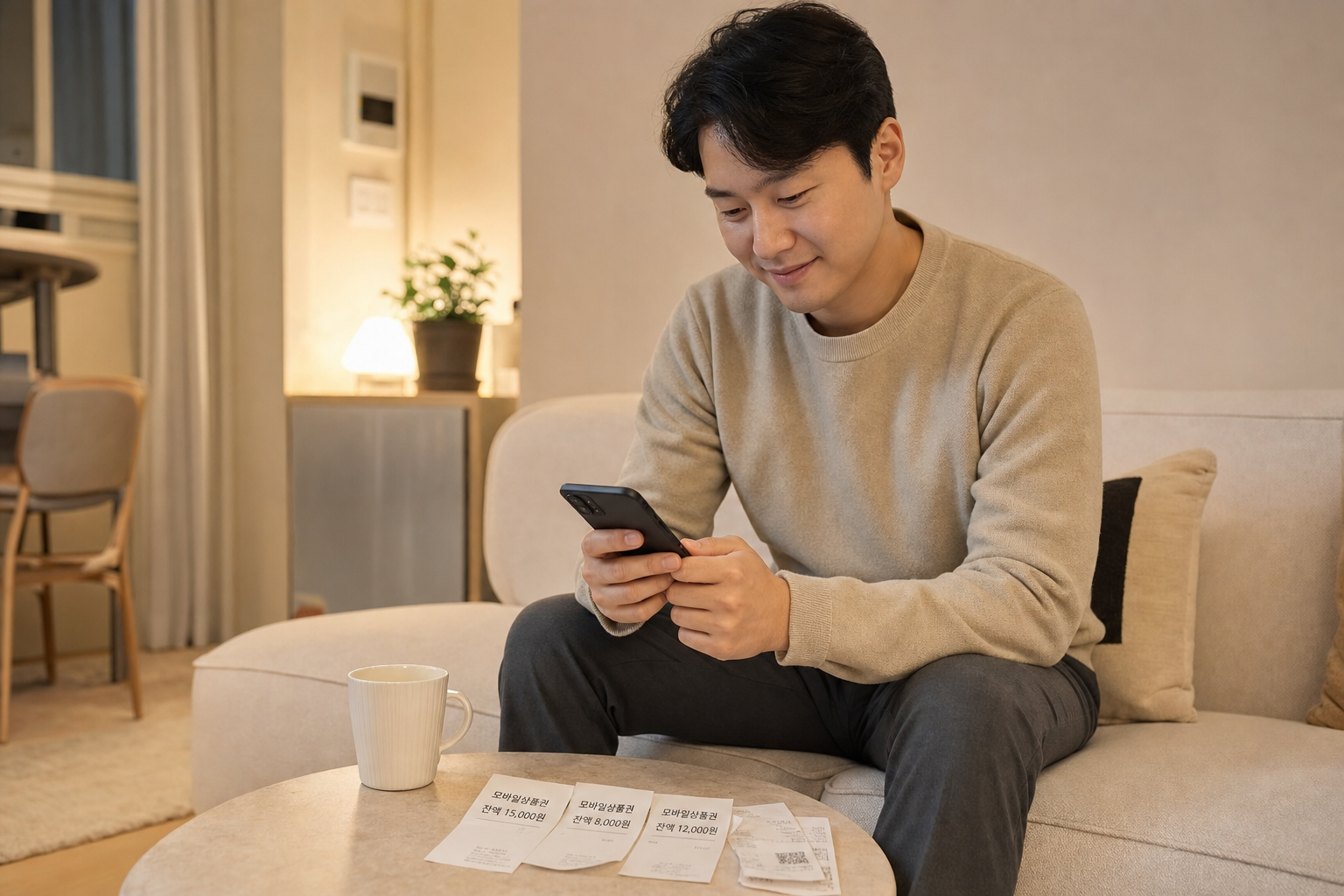 사용하지 못한 모바일 상품권을 정리하는 히어로 이미지