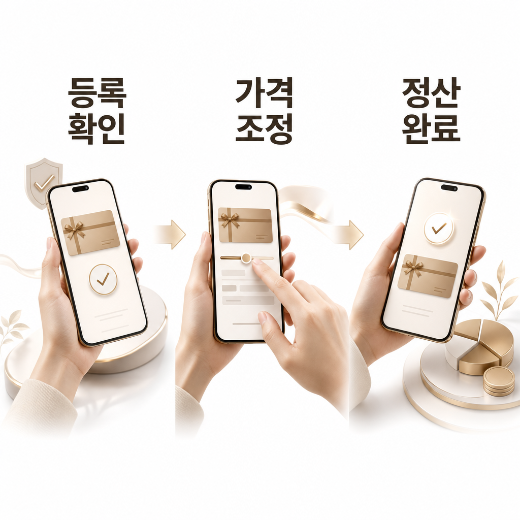 모바일 상품권 판매 절차를 보여주는 단계 이미지