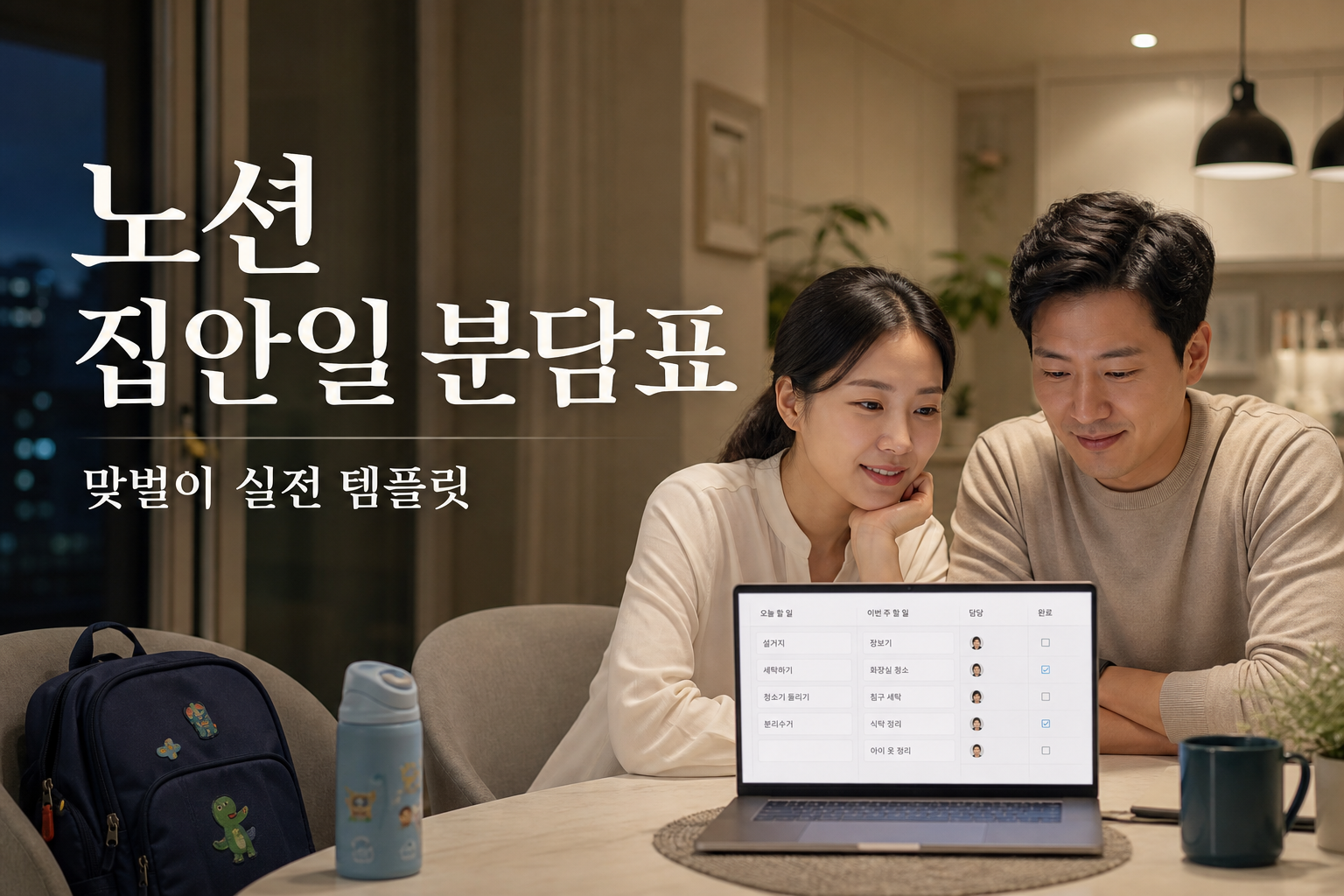노션 집안일 분담표 맞벌이 실전 템플릿 대표 썸네일