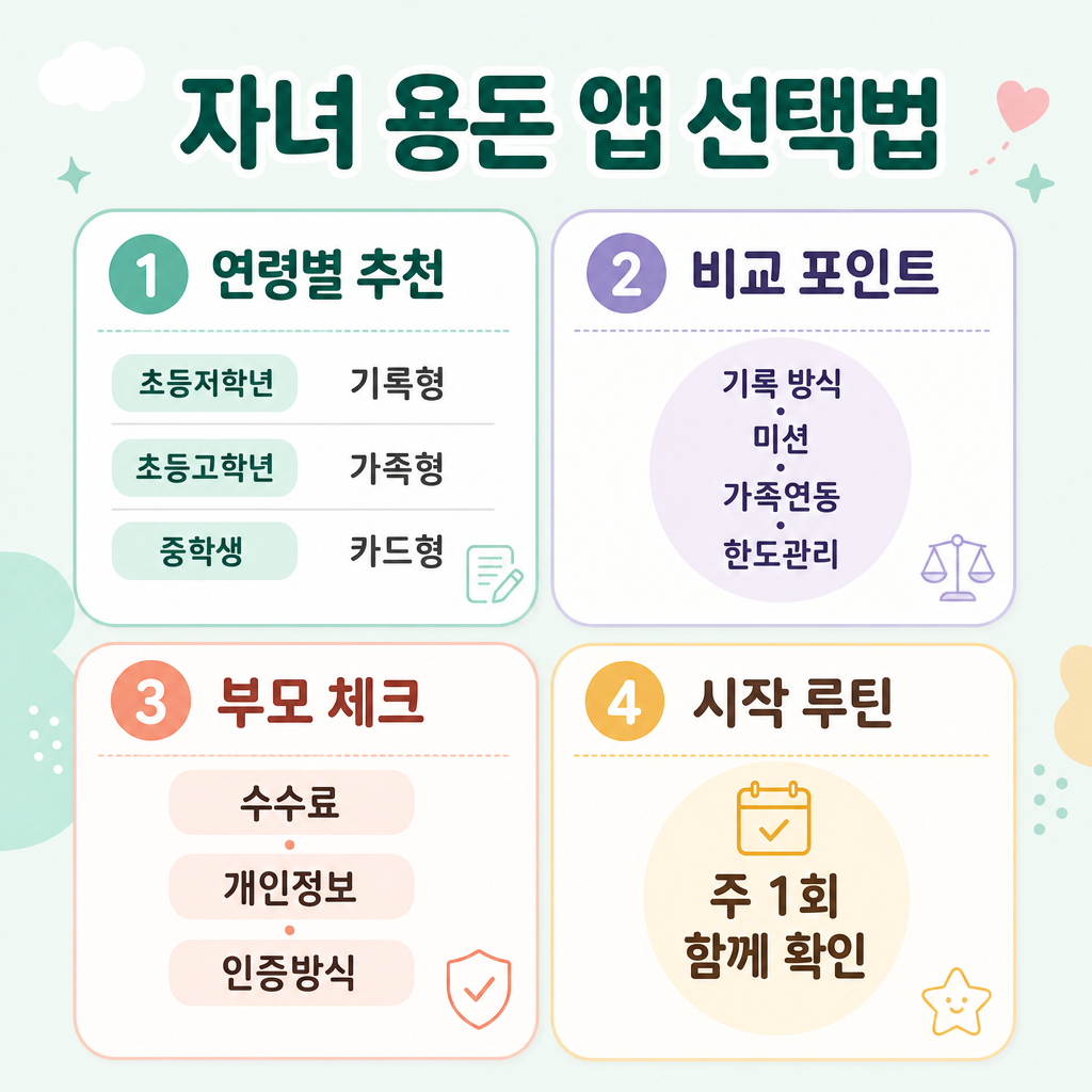 자녀 용돈 앱 선택 기준을 정리한 인포그래픽