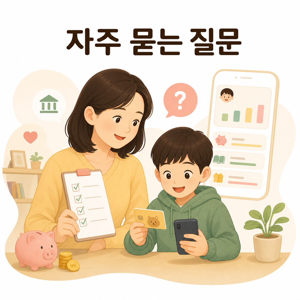 자녀 용돈 앱 FAQ를 안내하는 정보형 이미지