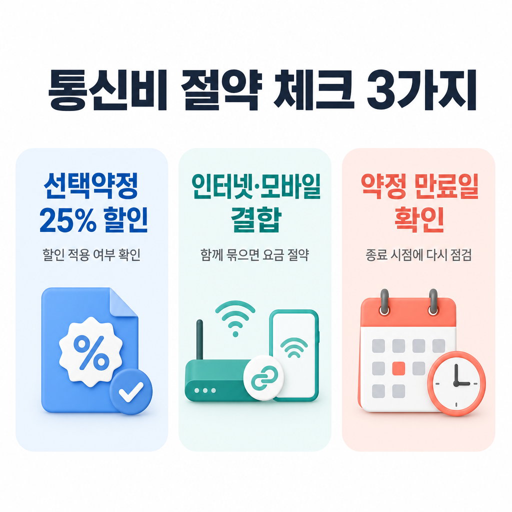 통신비 절약 핵심 체크포인트를 정리한 인포그래픽