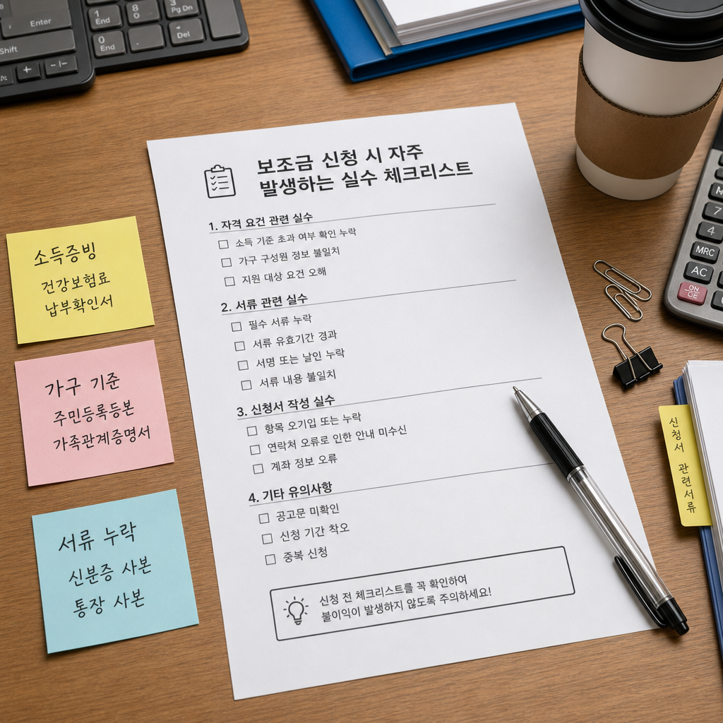신청 실수 포인트를 메모로 표시한 현실적인 체크 장면