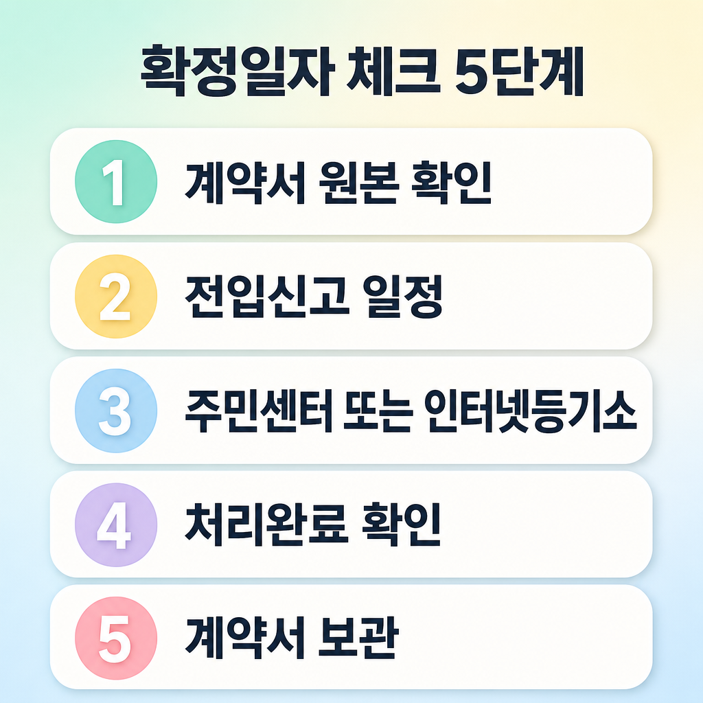 파스텔 배경의 확정일자 체크리스트 인포그래픽