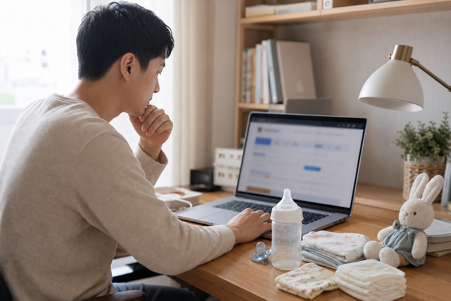 부모가 노트북으로 복지로 신청 화면을 확인하는 장면