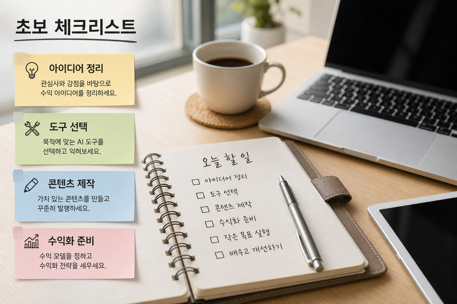 AI 블로그 수익화 첫 달 실행 체크리스트 이미지