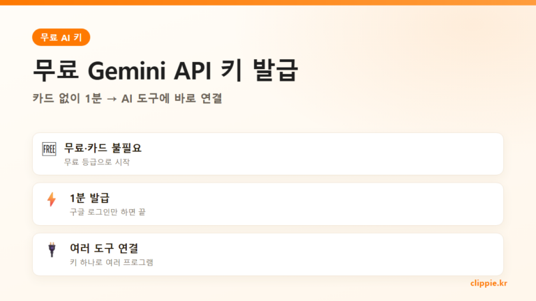무료 Gemini API 키 발급받는 법 (2026) — 카드 없이 1분, AI 도구 바로 연결
