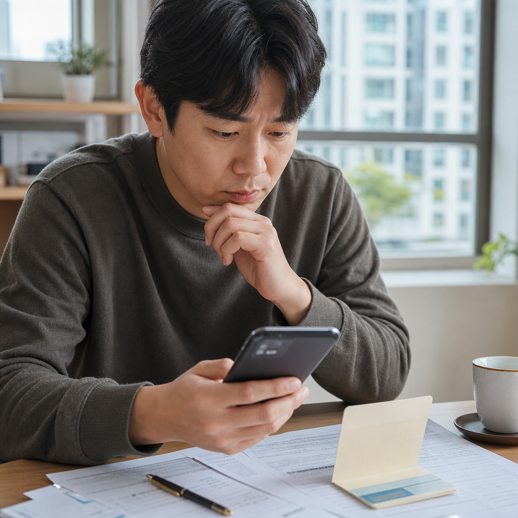 송금취소 가능 여부를 확인하는 장면 실사 이미지