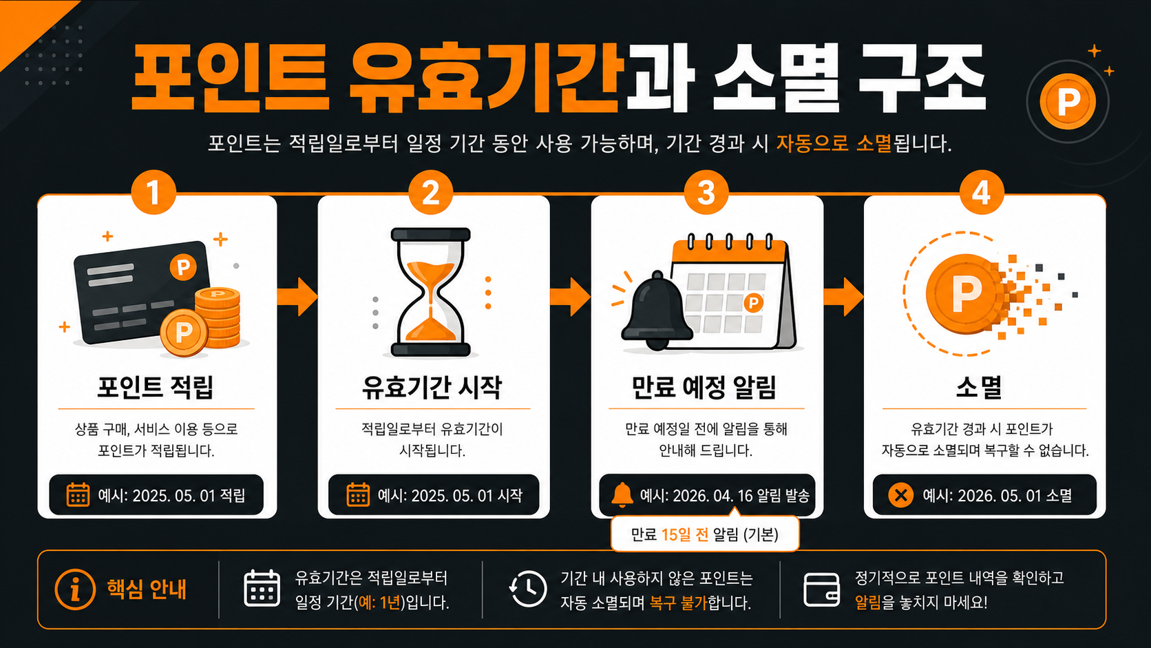 신용카드 포인트 유효기간 및 소멸 구조 설명 인포그래픽