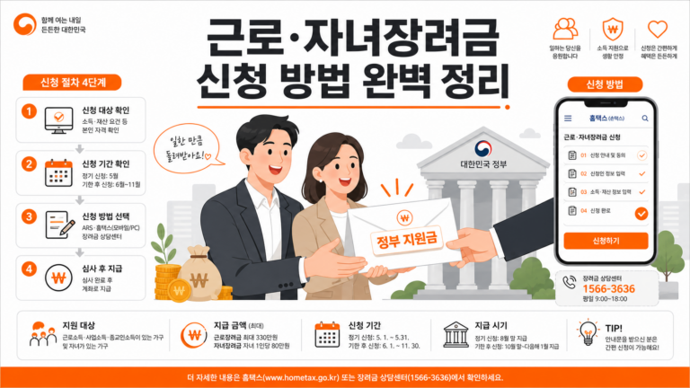 근로·자녀장려금 신청 방법 완벽 정리 인포그래픽