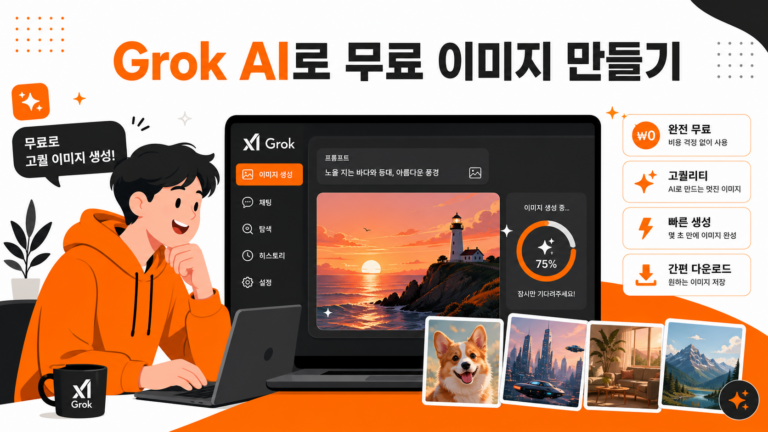 Grok AI로 무료 이미지를 만드는 1인 크리에이터를 표현한 인포그래픽