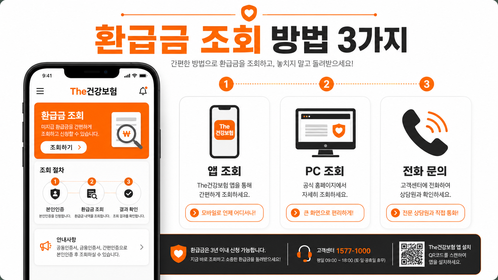 The건강보험 앱 환급금 조회 방법 안내 이미지