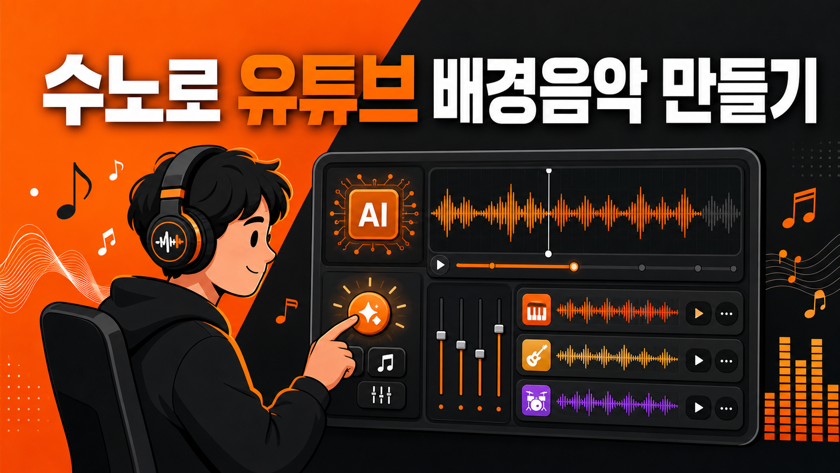 수노(Suno) AI로 유튜브 배경음악 무료로 만드는 법 대표 이미지