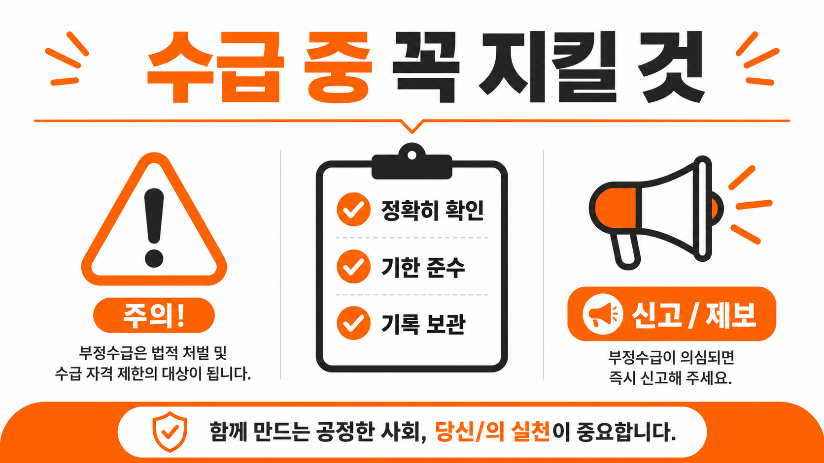 실업급여 수급 기간 중 주의사항 인포그래픽