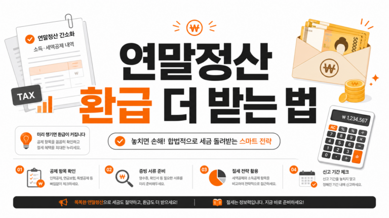 연말정산 환급 더 받는 법 — 세액공제와 소득공제 항목 안내 인포그래픽