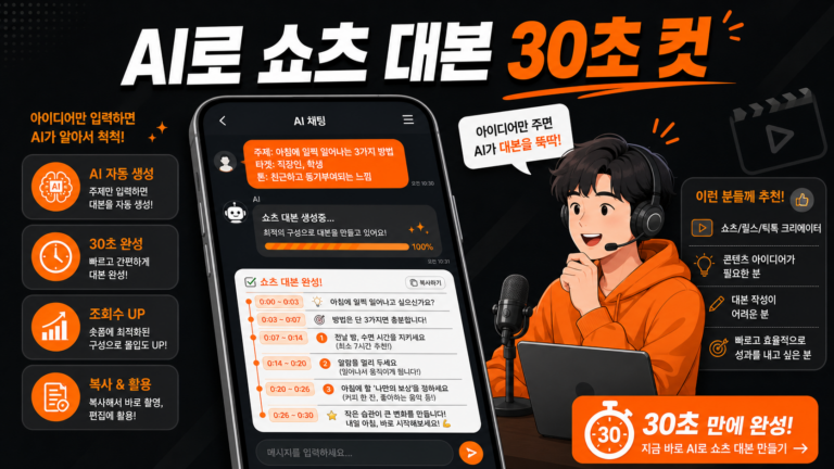 AI로 쇼츠·릴스 대본을 빠르게 만드는 법 대표 이미지