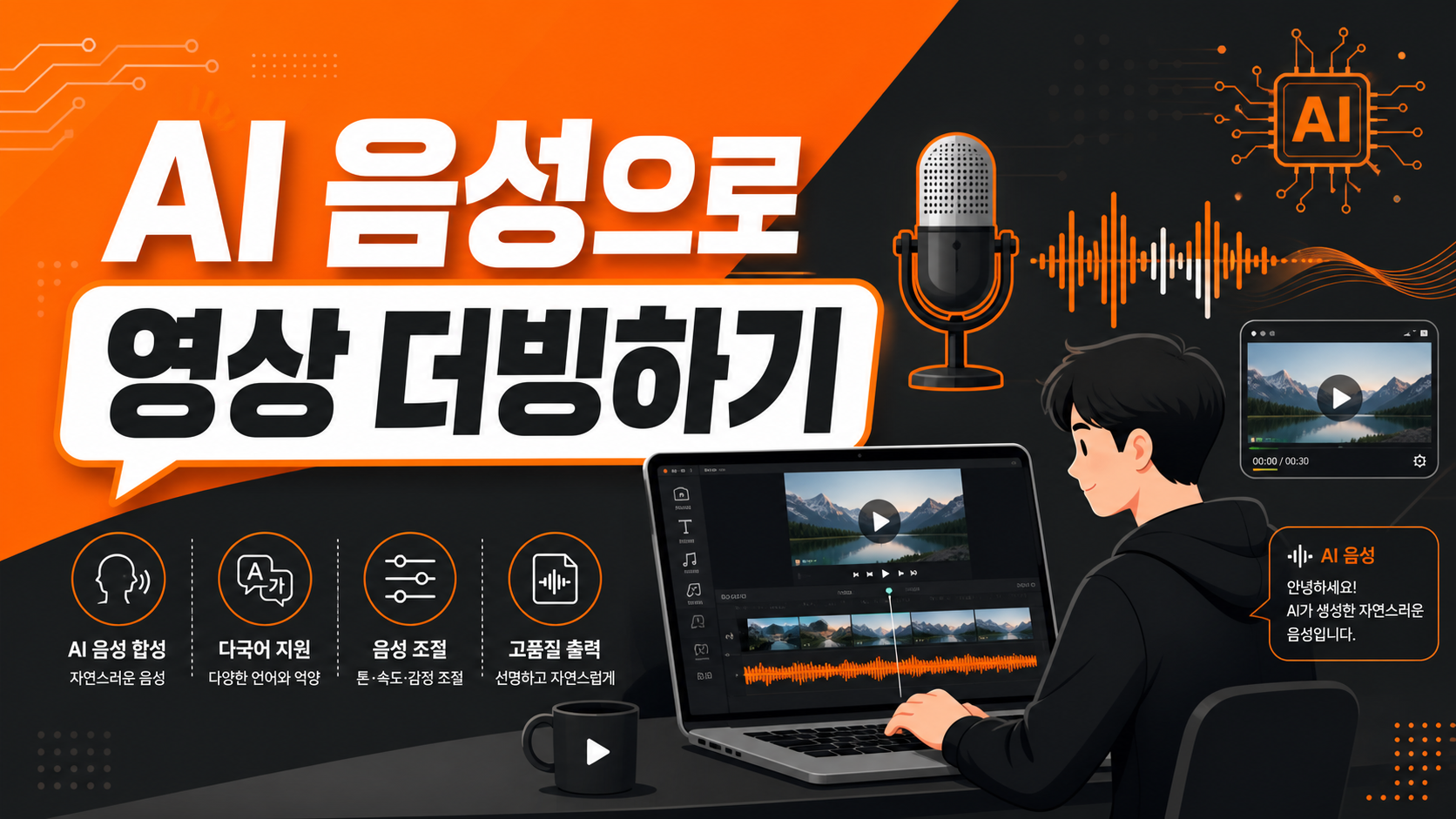 AI 음성 더빙으로 영상 제작하는 1인 크리에이터 인포그래픽