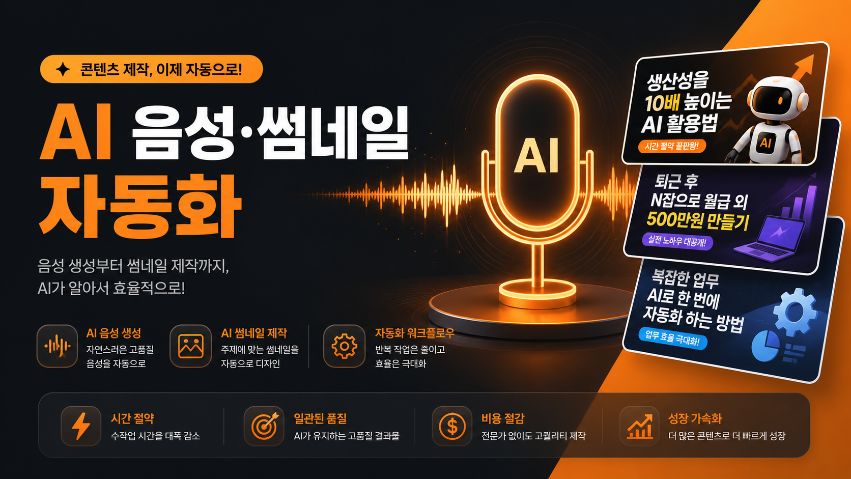 AI 보이스오버와 썸네일 자동화 일러스트