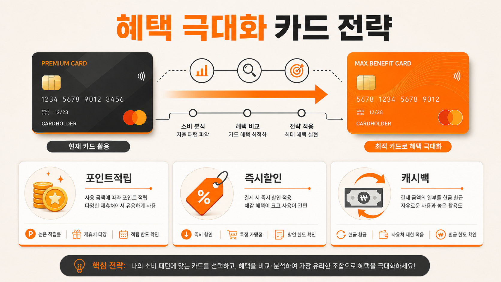 신용카드 혜택 극대화 사용 패턴 인포그래픽