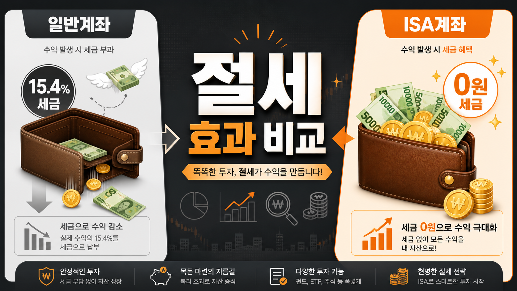 ISA 계좌 절세 효과 비교 인포그래픽