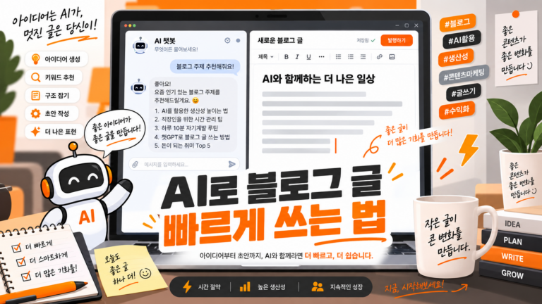 AI 도구로 블로그 글을 빠르게 쓰는 법 대표 이미지