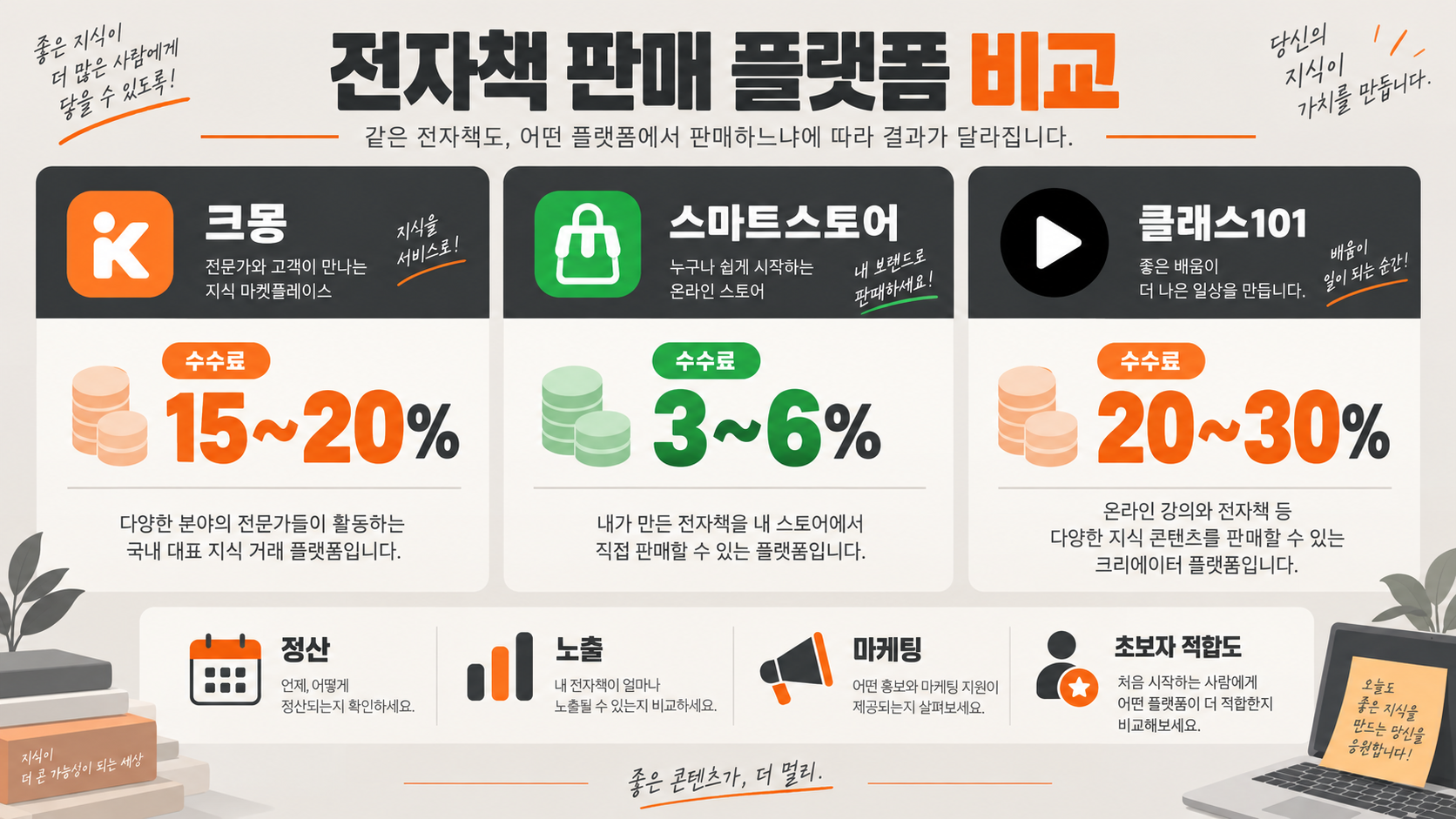 전자책 판매 플랫폼 비교 인포그래픽