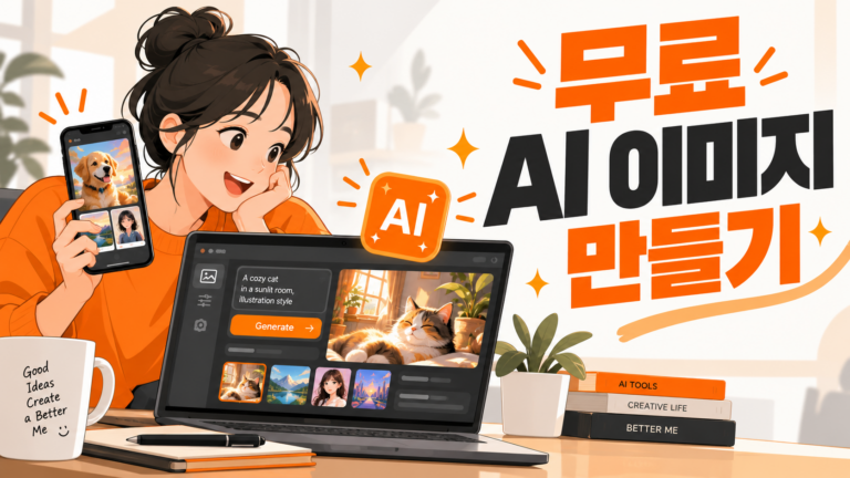 1인 크리에이터가 무료 AI 이미지 도구로 콘텐츠를 제작하는 인포그래픽