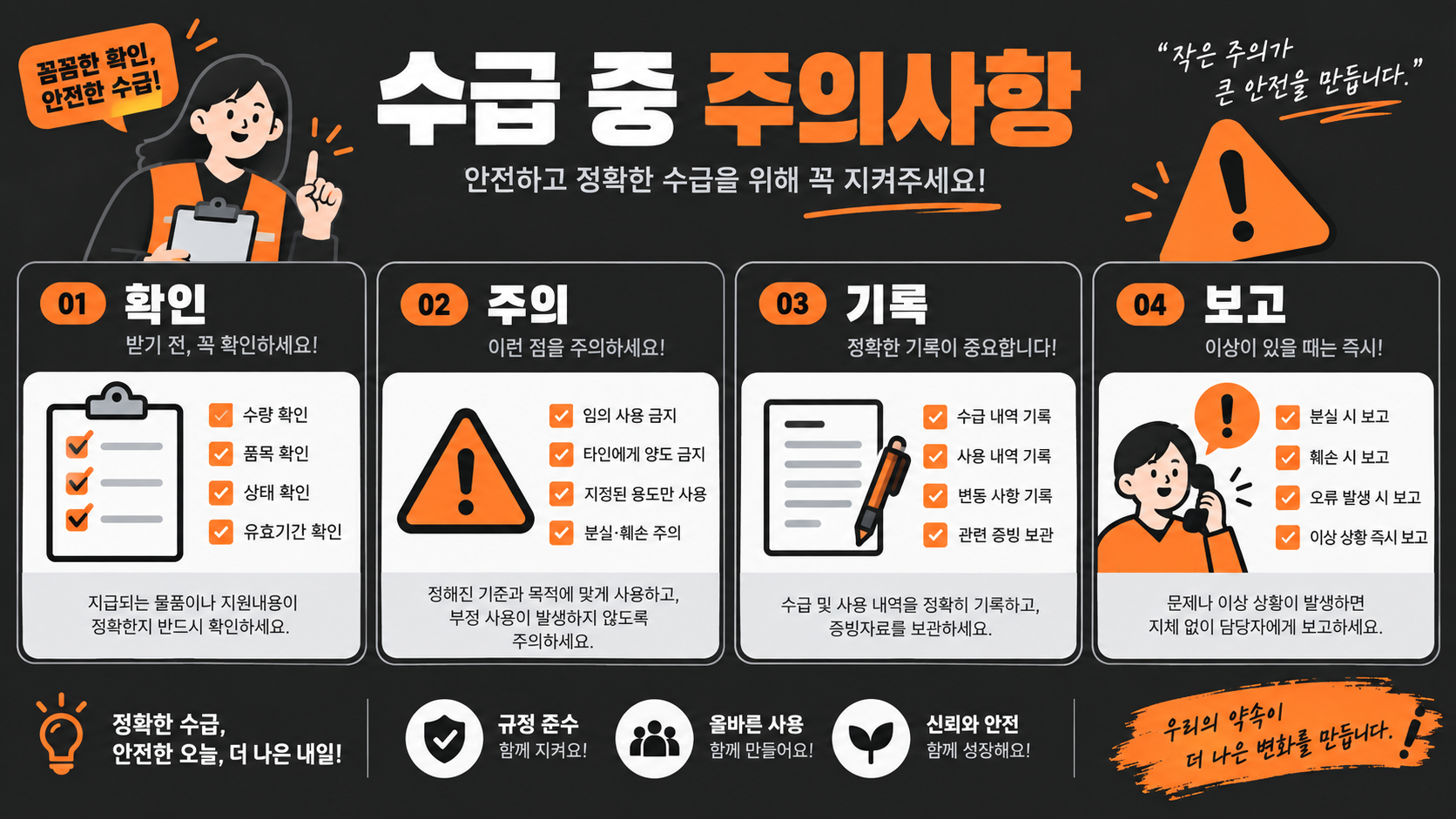 실업급여 수급 중 주의사항 체크리스트 인포그래픽