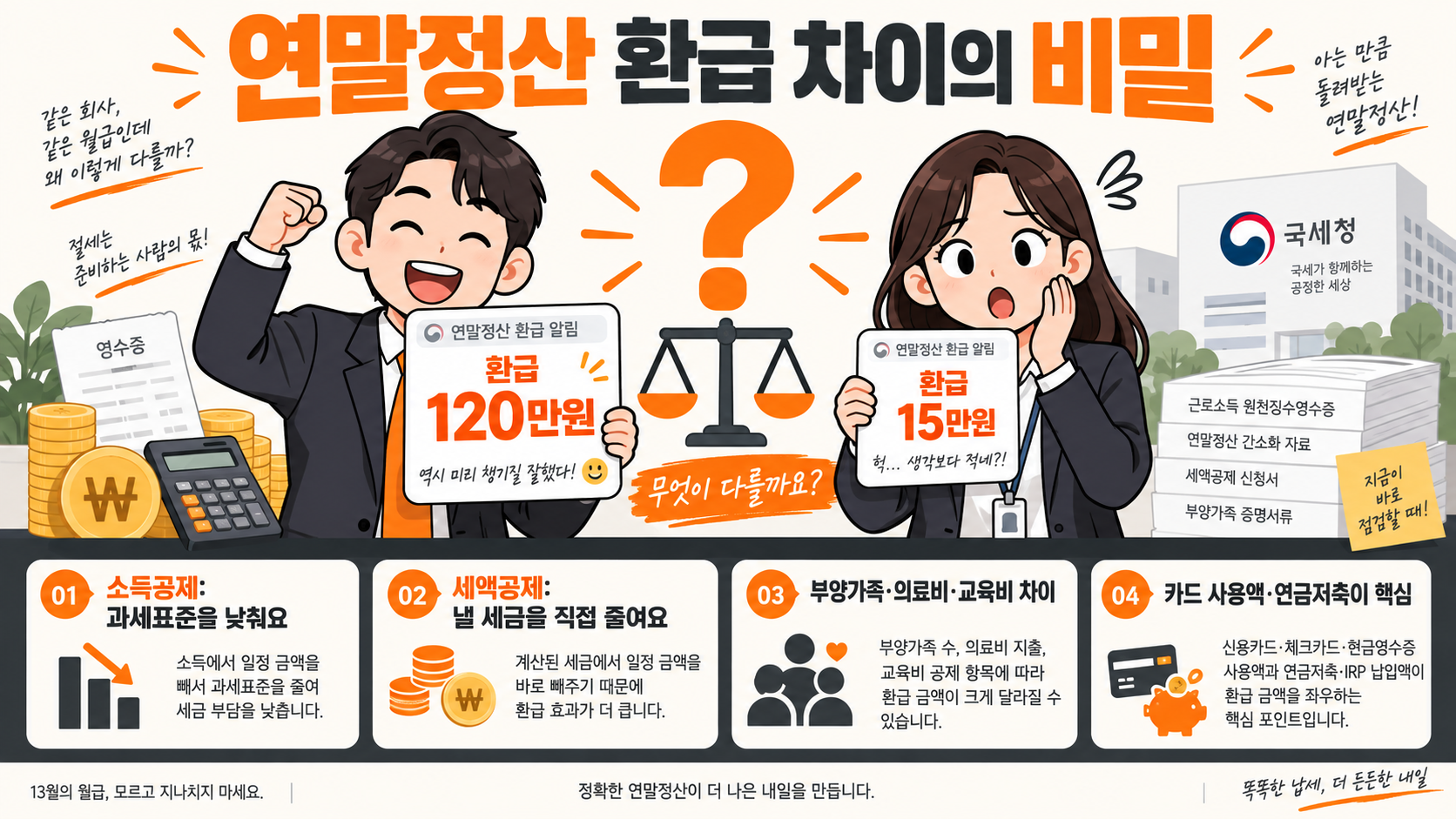 연말정산 환급금 차이가 나는 이유 설명 인포그래픽