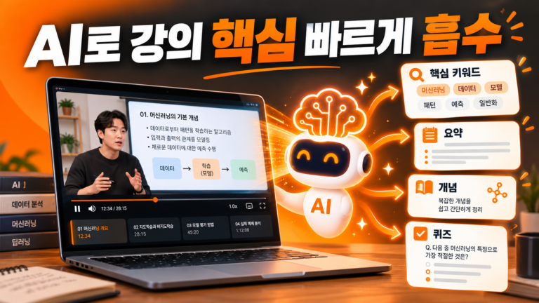 AI로 온라인 강의 핵심만 빠르게 내 것으로 만드는 방법 인포그래픽